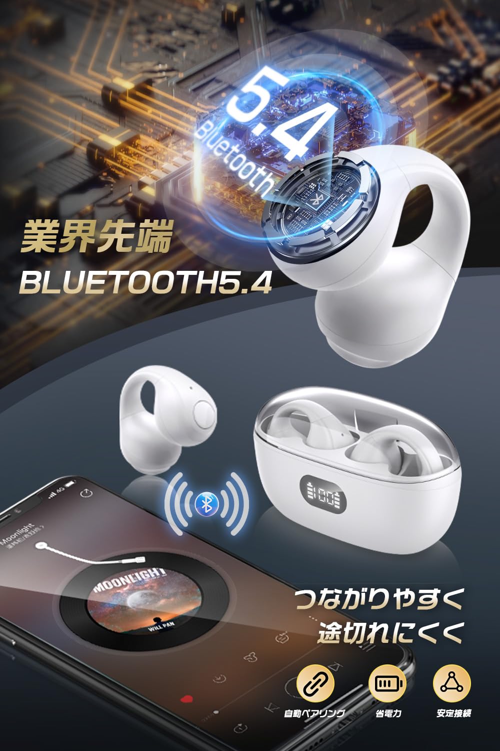 Amazon.co.jp: 【2024新モデル イヤーカフ イヤホン】bluetooth5.4
